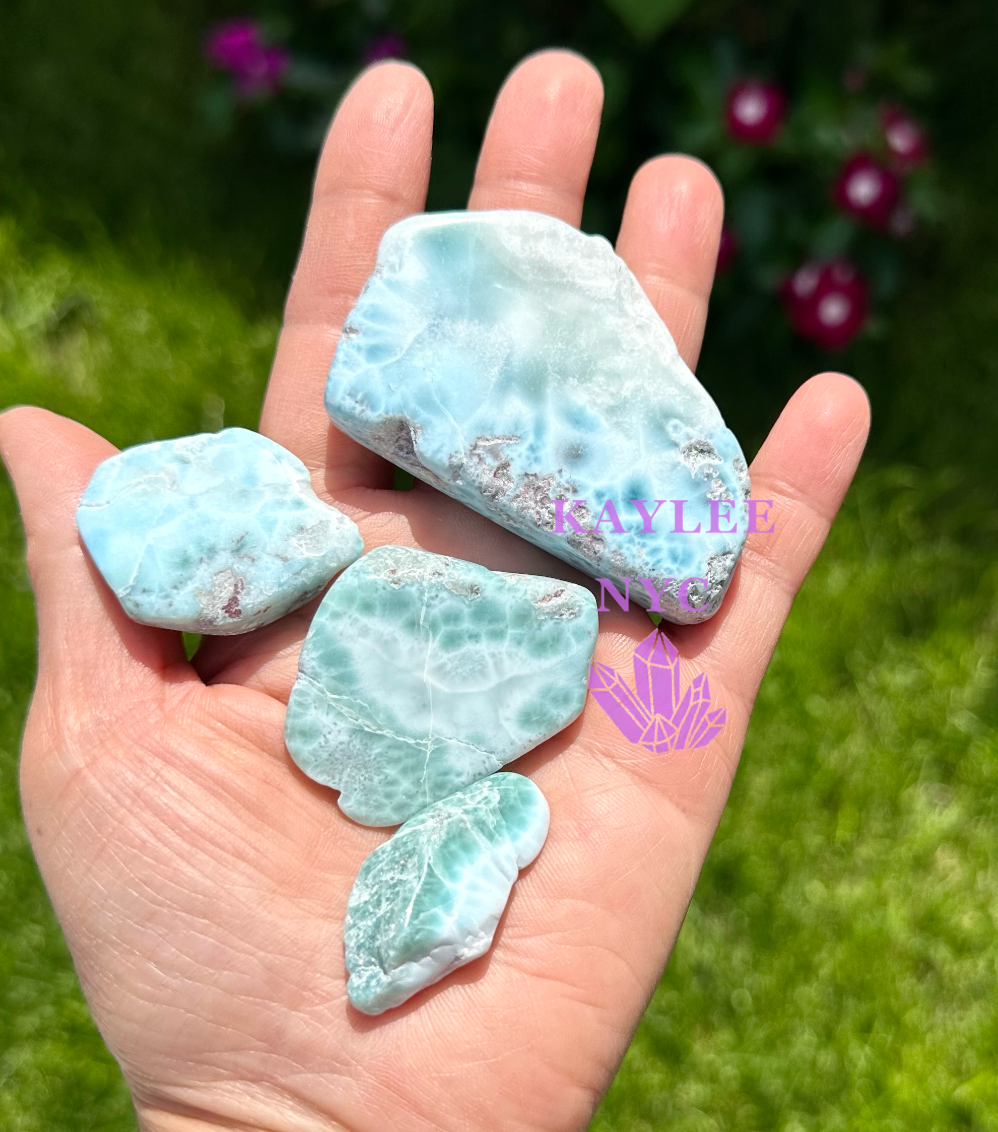 KayleeNYC - Wholesale Spiritual Stone/Crystal - Wholesale Lot 1 lb Natural Larimar Polished Slabs Crystal4