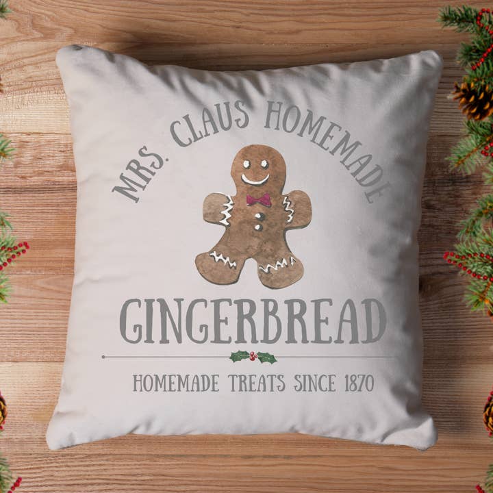 Mrs. Claus Gingerbread Pillow Cover for wholesale by Go Charlotte