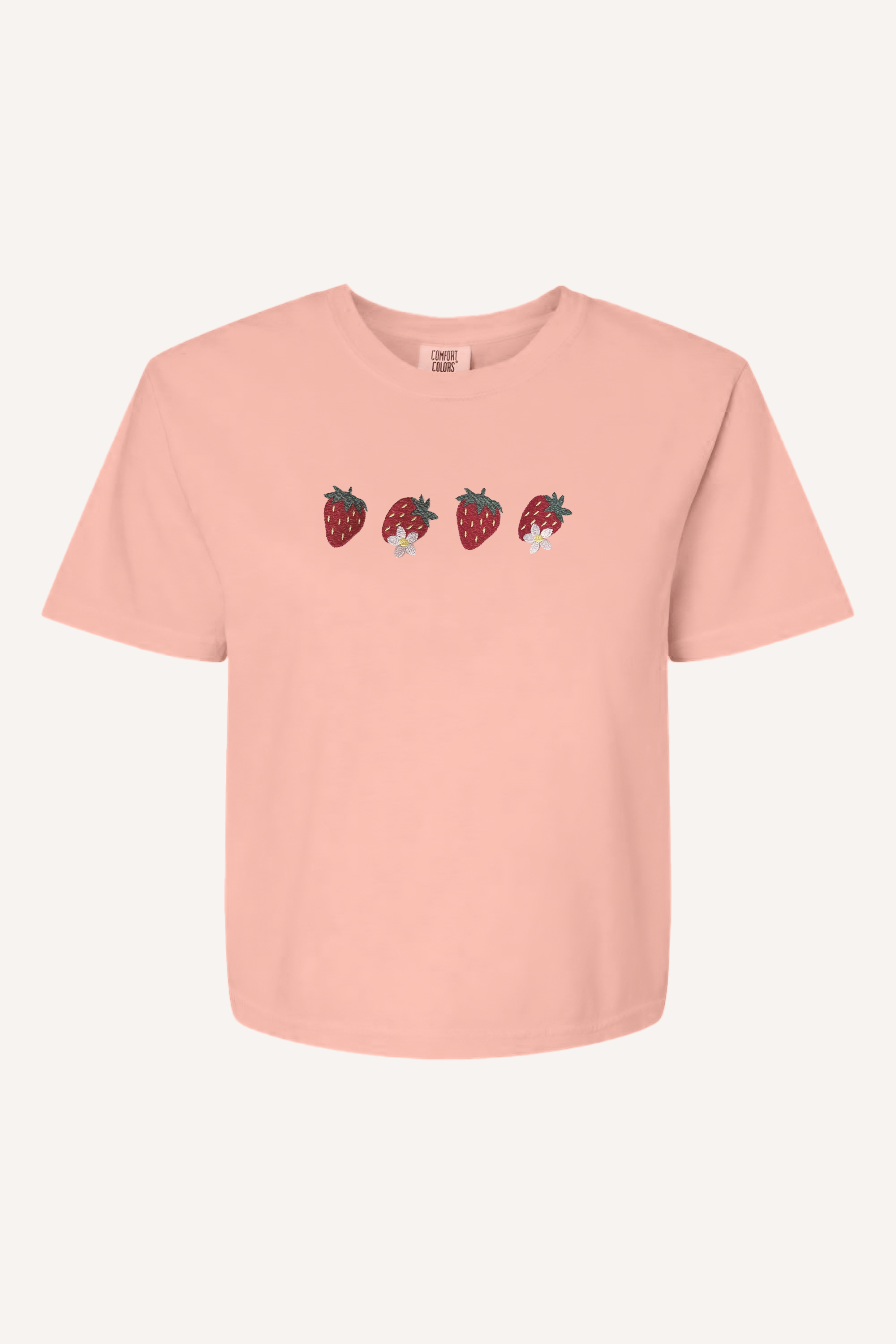 Plantiful Design Co - Venta al por mayor Camiseta - Mujer - Camiseta bordada con fresas, Fresa floral de primavera4