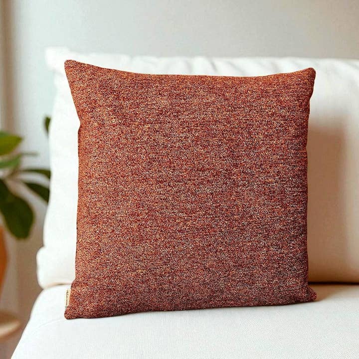 Burnt Orange Velvet Pillow, Textured Boho Fall Accent Pillow for wholesale by Miliva Home Store