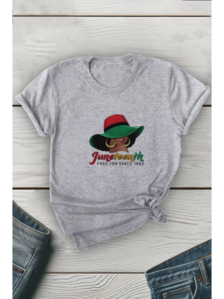 Top Avenue - Wholesale T-Shirt (Graphic) - Unisex - Juneteenth Sun Hat Unisex Round Neck Tee2