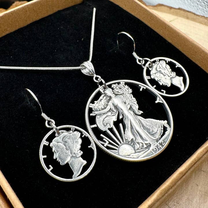 Mountainstruck Coin Rings and Jewelry - Wholesale Jewelry Set - U.S. Lady Liberty Hand Cut Silver Coin Collection2
