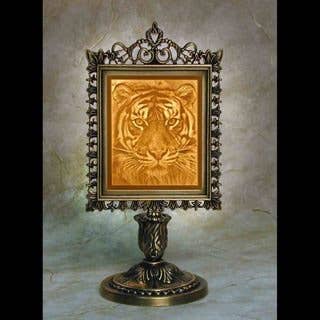 Tiger Porcelain Lithophane Victorian Accent Lamp for wholesale by The Porcelain Garden Inc.