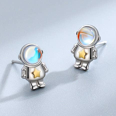 Astronaut stjerne Spaceman Stud Øreringe i 925 Sterling sølv for engroshandel hos Perimade & Co. LLC