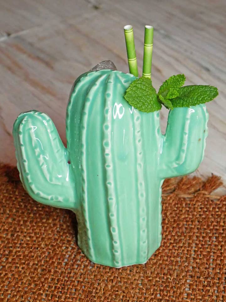 Groene keramische cocktailbeker in cactusvorm voor wholesale door Shaker & Makers