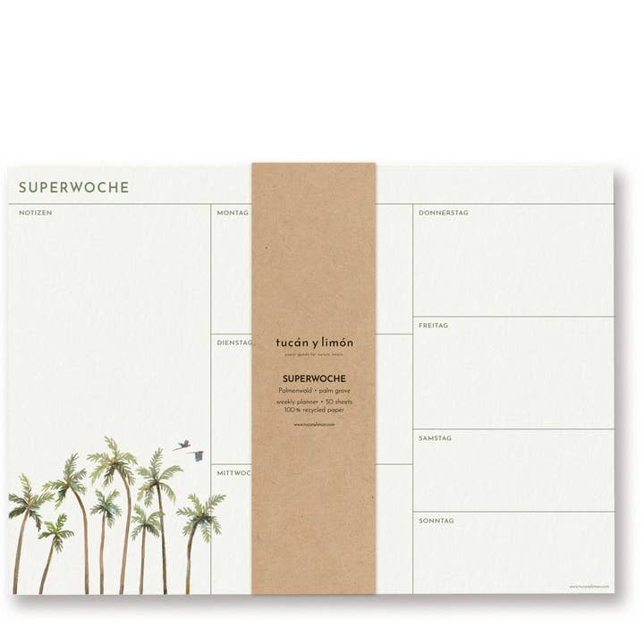 SUPER WEEK - Palm Forest | Weekly Planner Notepad DINA4 for wholesale by tucán y limón