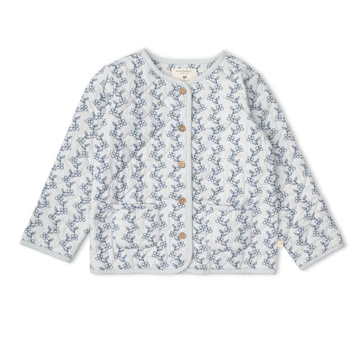 Organic Quilted Buttoned Jacket - Bluebell Vine for wholesale by Makemake Organics