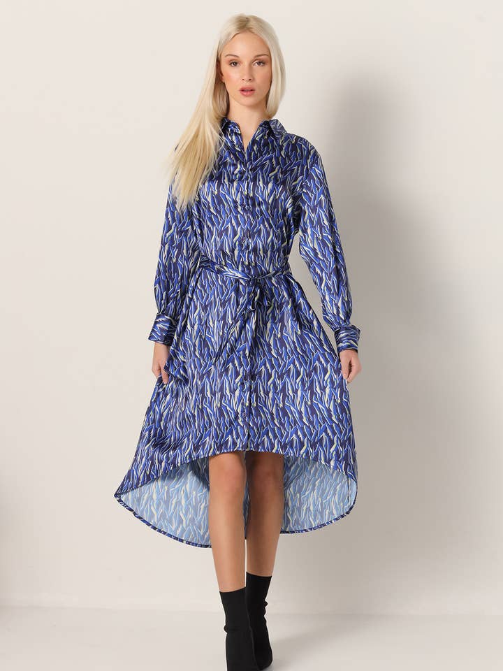 V&LUCCHINO - Satin midi kjole med print for engroshandel hos PAUSANT SHOP ONLINE