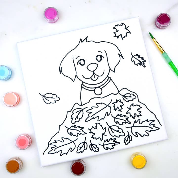Canvas Painting Kit - Leaf Puppy for wholesale by Twirling Bird Creative