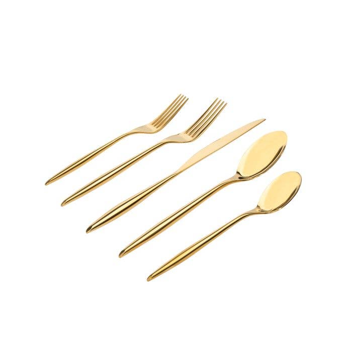 Godinger - Wholesale Assorted cutlery set - Milano Mirrored Gold 18/10 Stainless Steel 20 Piece Flatware1