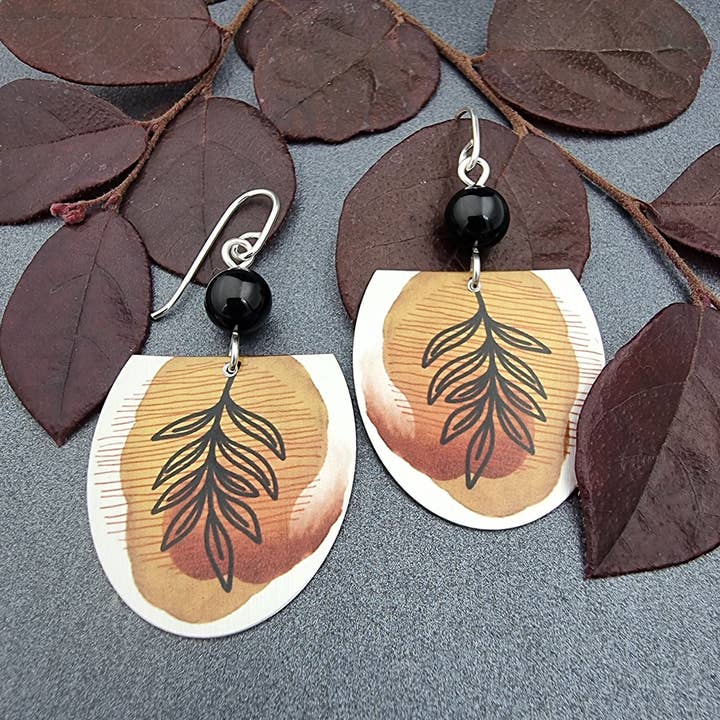 erin.k creative studio - Wholesale Dangle Earrings - AUTUMN leaves - burnt orange statement earrings