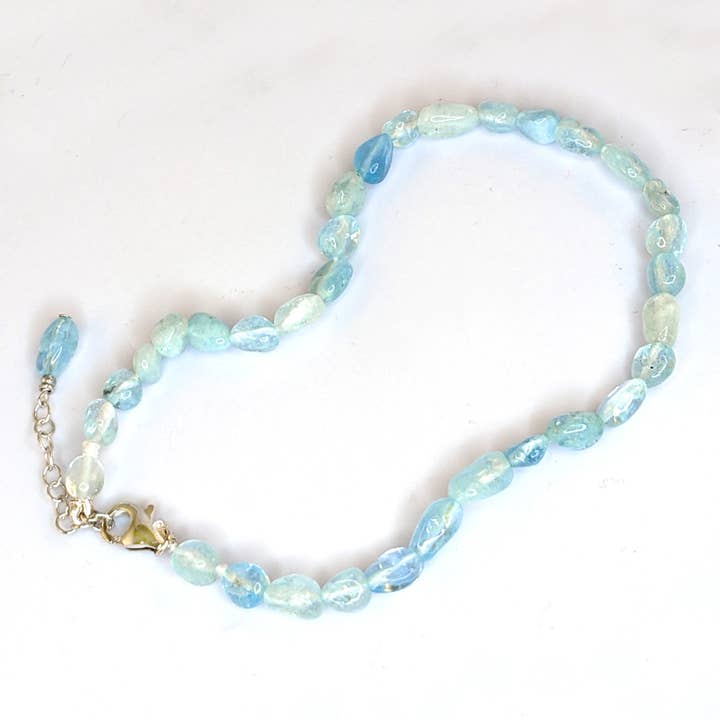 Tobillera de aguamarina y plata para venta al por mayor de Ping Ping Jewellery