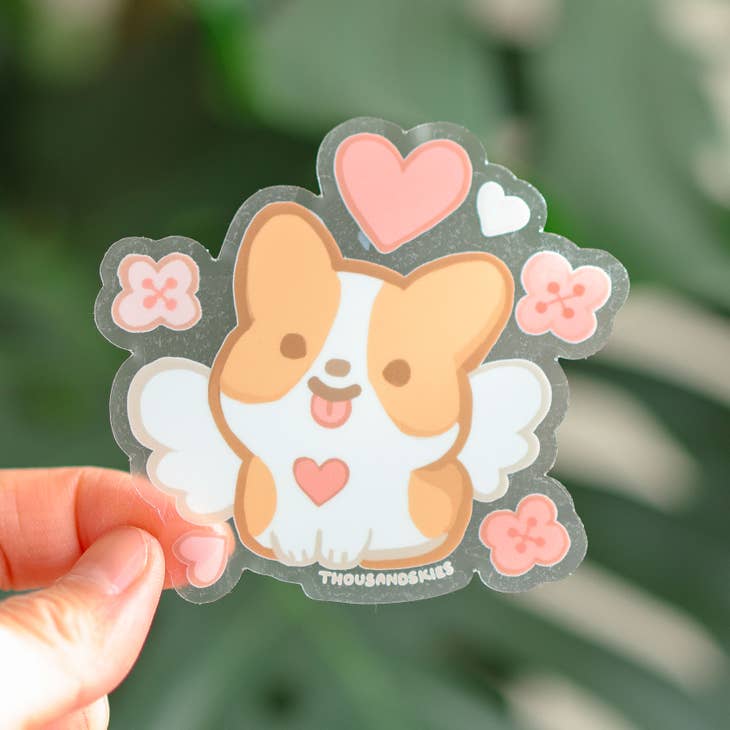 Thousand Skies - Wholesale Sticker - Vinyl Sticker (Transparent) Angelic Corgi