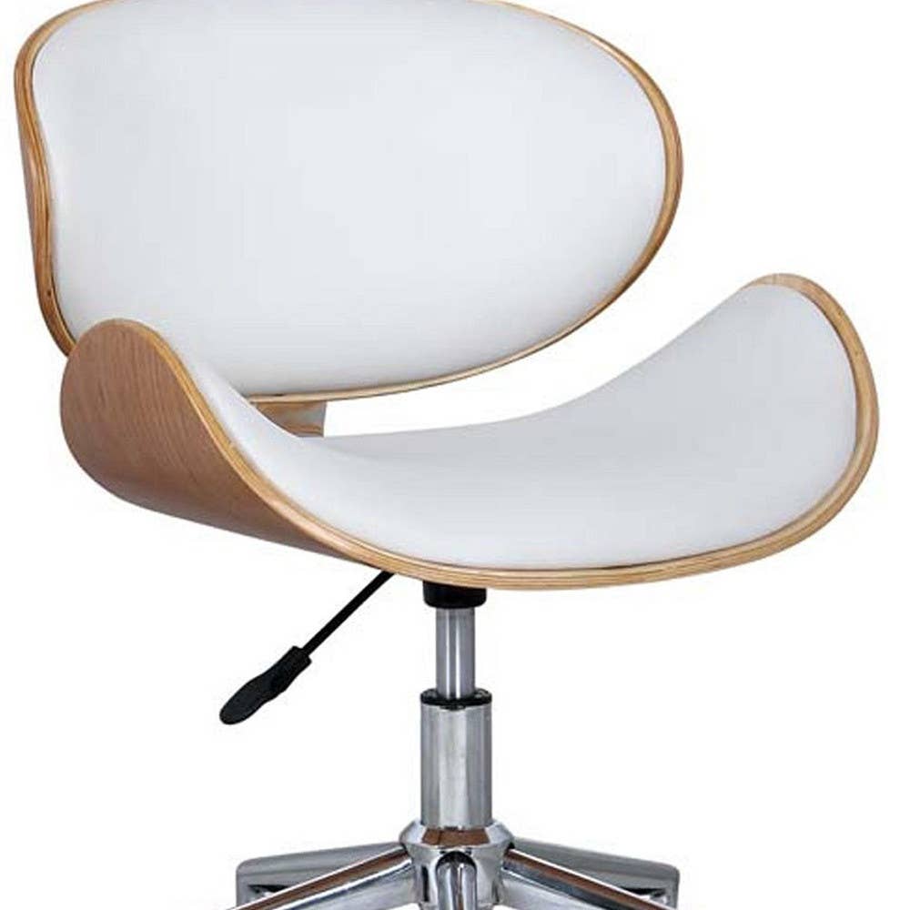 HomeRoots – wholesale Chair – Brown White and Silver Adjustable Height Swivel Rolling Office Chair3