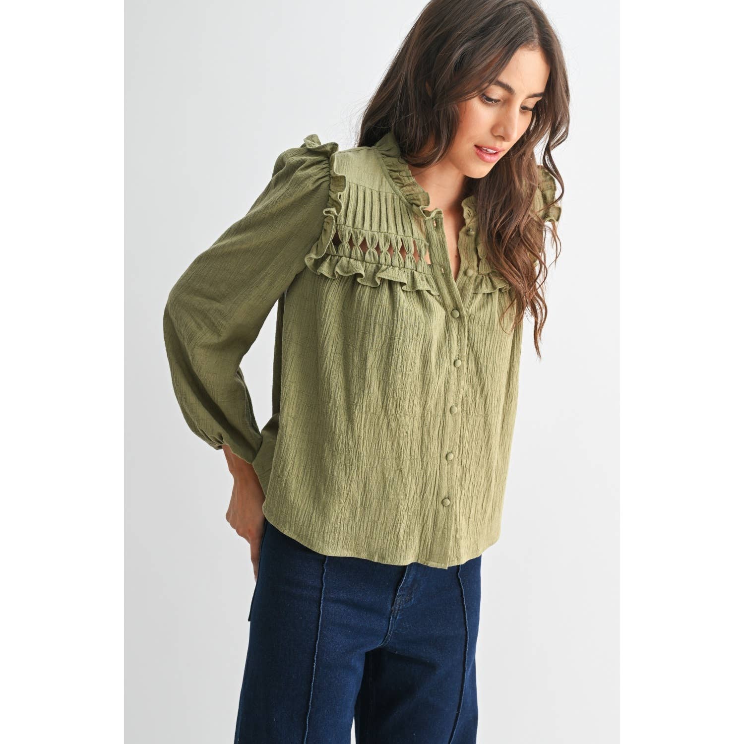 Camellia - Vente Chemisier – femme - BLOUSE AVEC DÉTAILS VOLANTÉS5