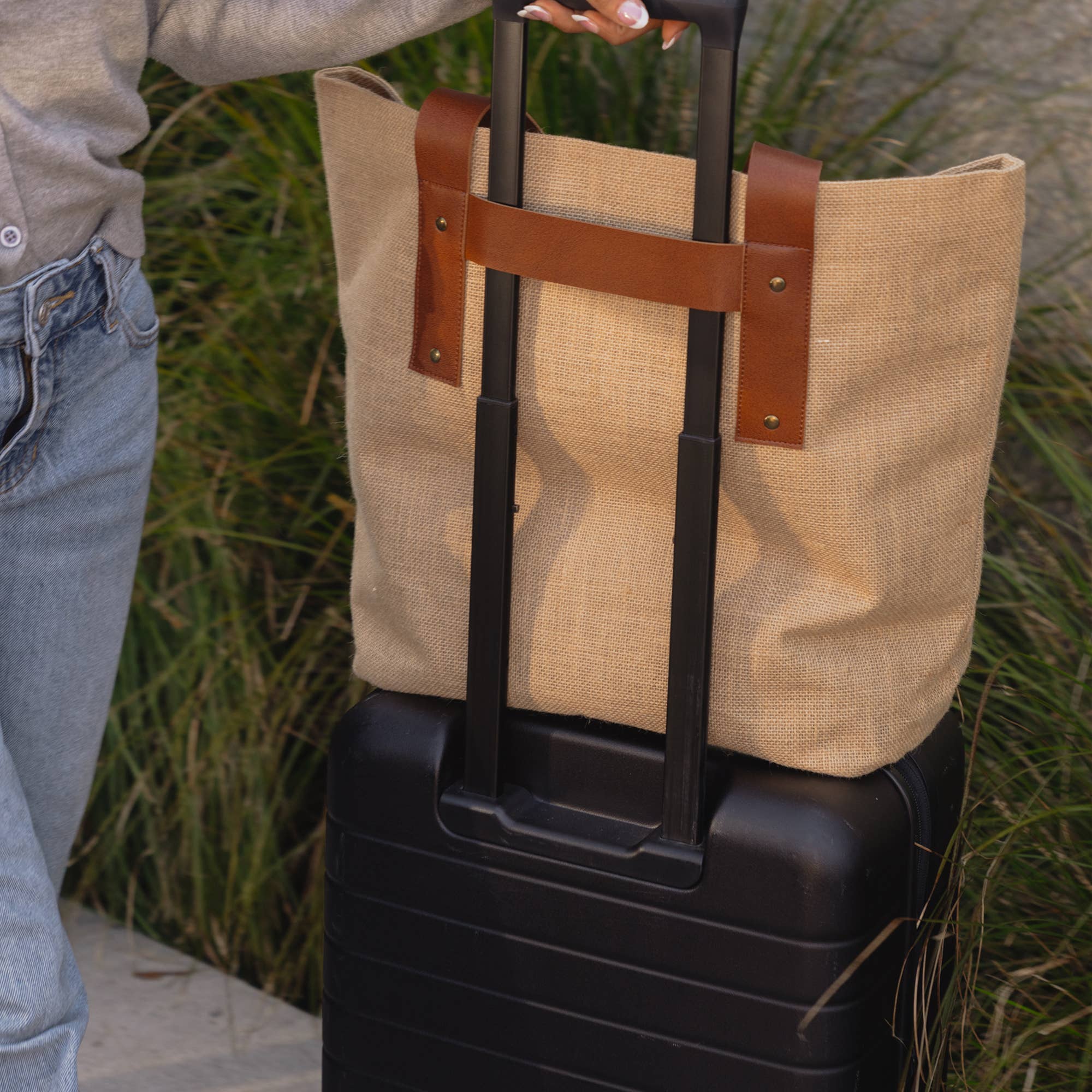 Out of the Woods® by KeepCool Bags - Wholesale Tote Bag - Women's - Jute T-Strap Tote, Weekender Travel Bag - SMALL CASE PACKS1