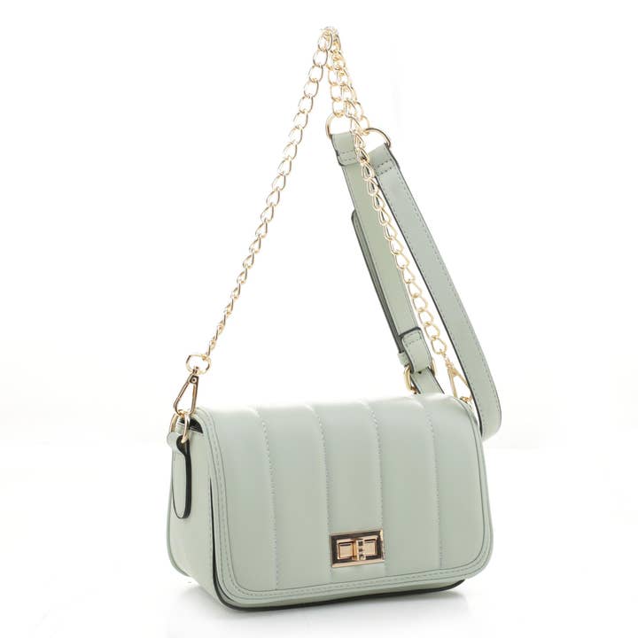 XB20230 Gewatteerde Schoudertas met Kettingriem en Draaisluiting voor wholesale door Isabelle Handbags