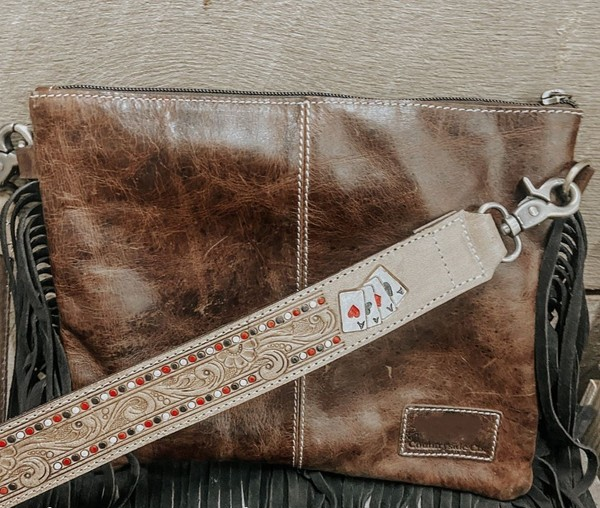 Texas Western Cowhide Bags and More - Wholesale Crossbody Bag - Women's - Gambler Cowhide and Tooled Leather Western Purse1