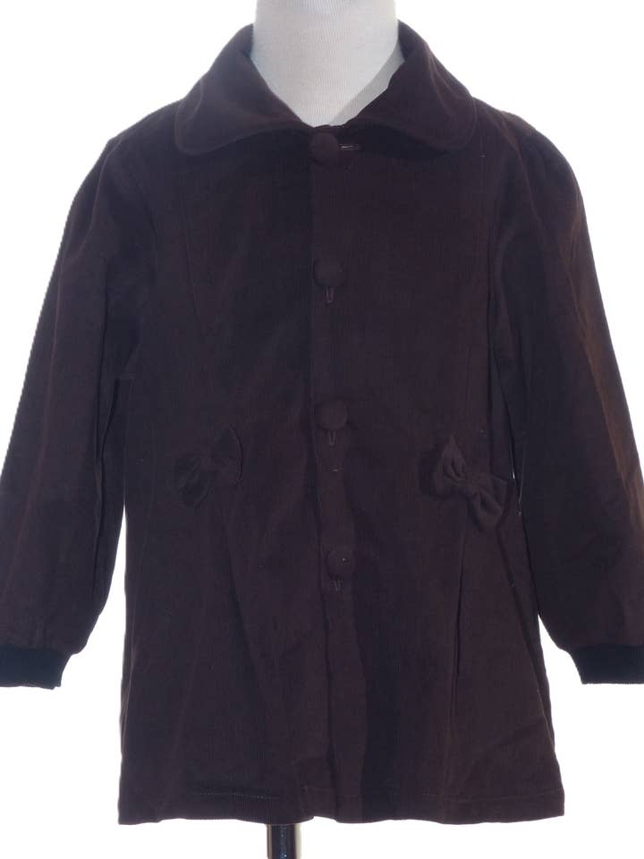 Casaco Castanho Chocolate de Veludo Cotelê com Laços, de Botão Único por atacado de Hello Bebes!