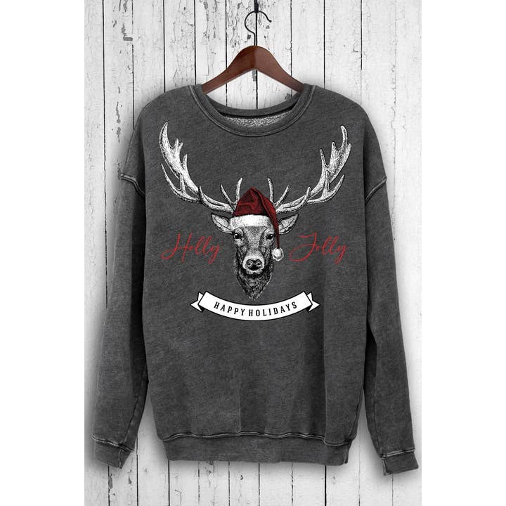 HOLLY JOLLY GLÆDELIGE HELLIGDAGE GRAFISK MINERA SWEATSHIRTS for engroshandel hos HRTandLUV