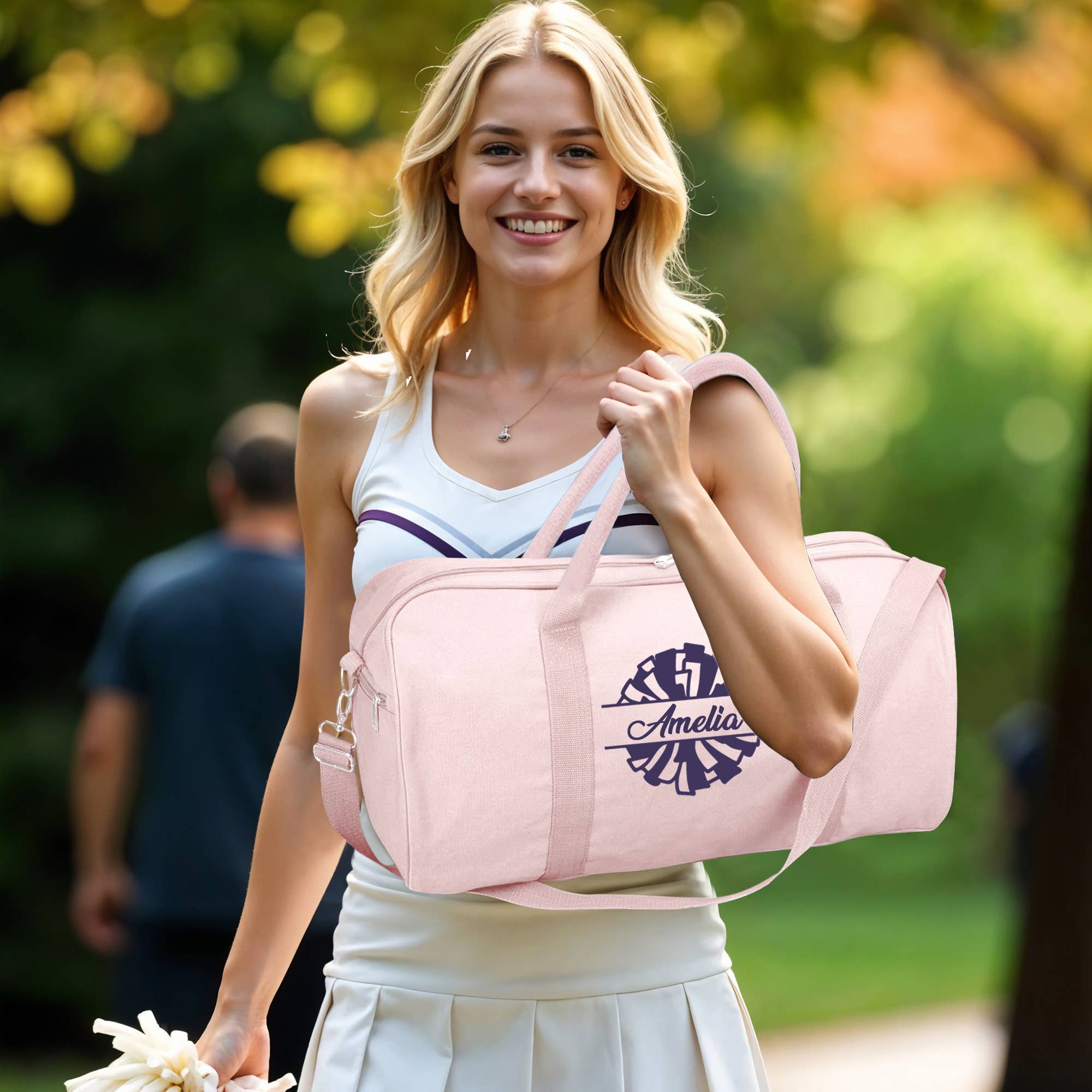 Gradzo - Wholesale Weekender Bag - Women's - Personalized Cheer Duffle Bag – Custom Travel Tote, Pink3