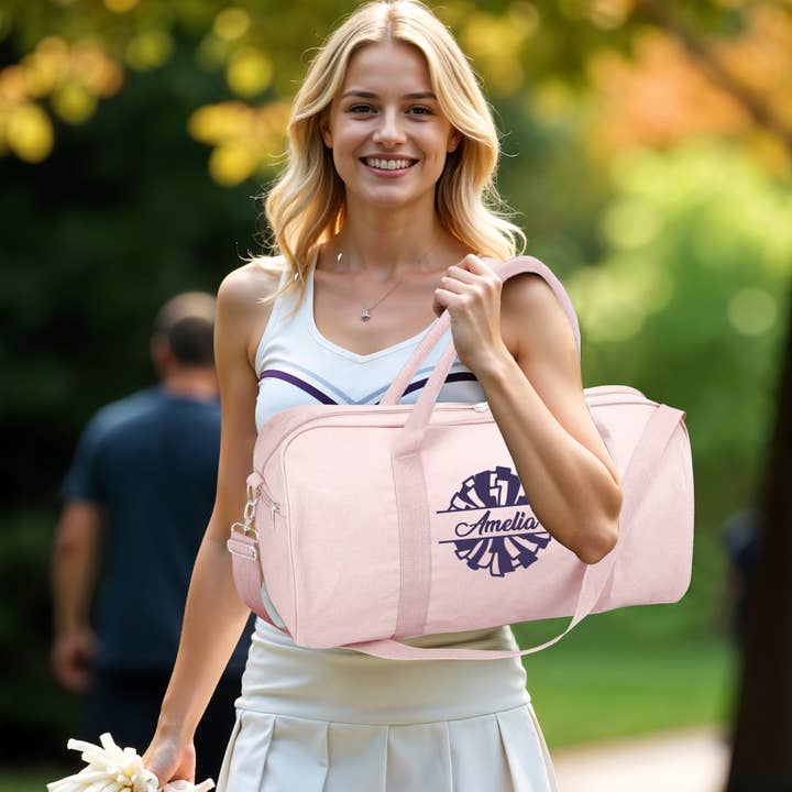 Gradzo - Wholesale Weekender Bag - Women's - Personalized Cheer Duffle Bag – Custom Travel Tote, Pink3