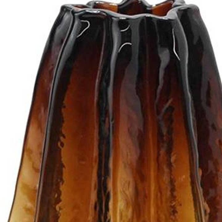 HomeRoots - Wholesale Vase - 12" Burnt Umber Wavy Glass Table Vase5