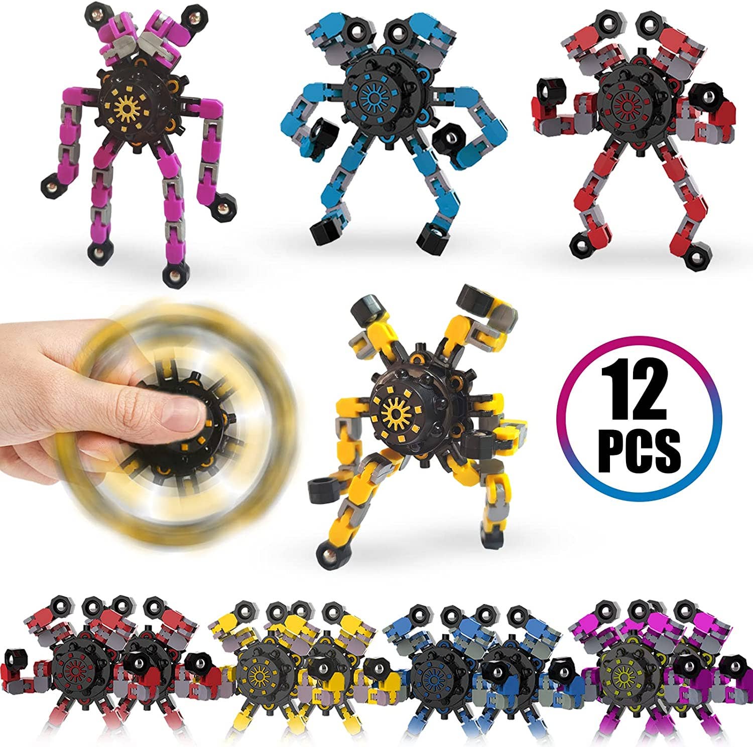 Texas Toy Distribution - Wholesale Fidget Toy - Kids - Gyro Formatron Fidget Spinners with Adjustable Arms5