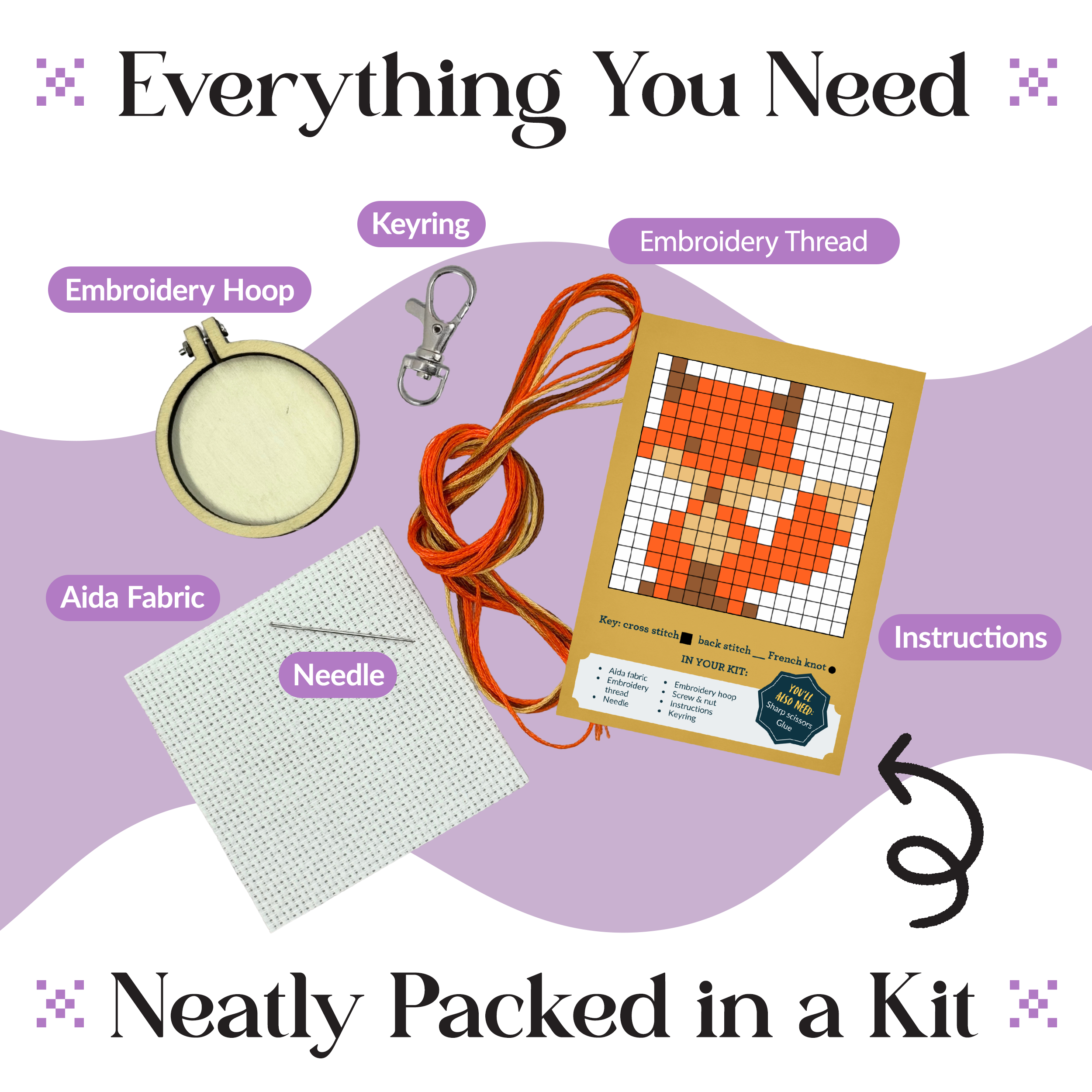 The Crafty Kit Company - Wholesale Embroidery/Cross Stitch Supplies - 'For Fox Sake!' Mini Matchbox Cross Stitch Kit3