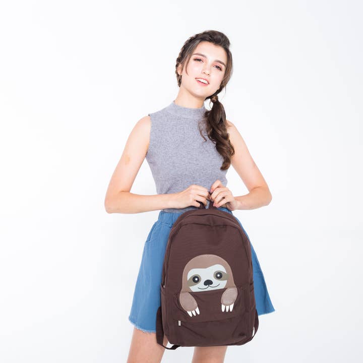 COMECO INC - Wholesale Backpack - Women's - Peeking Baby Sloth Canvas Backpack2