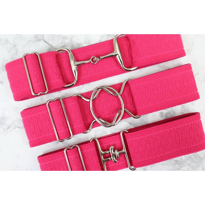 2 inch Hot Pink Diamond Elastic Equestrian Belt for wholesale by Heads Up Apparel