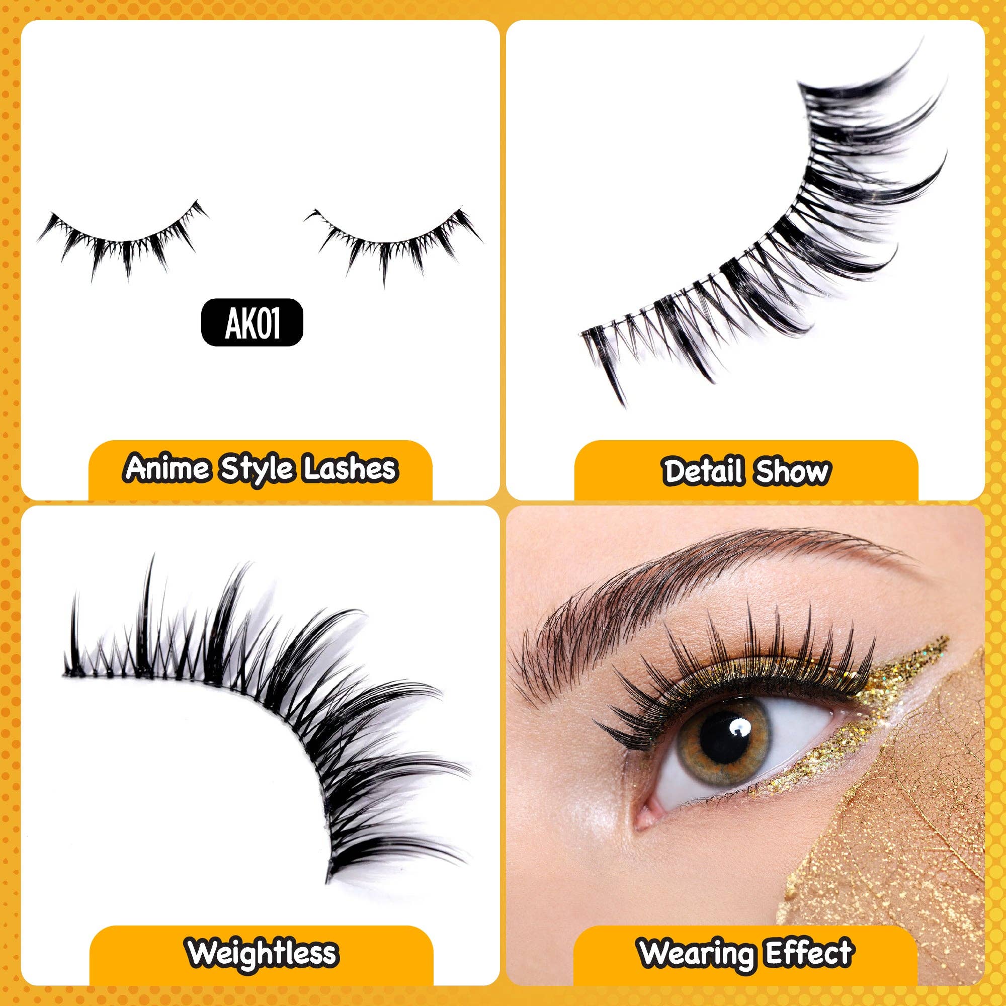 Laflare - Wholesale False/Fake Eyelashes - Kawaii 3D Anime Faux Mink Lash | Manga Lashes | Japanese Style Cosplay Lashes | Spiky 8D Wispy False Eyelashes Full Strip Doll Lashes.12