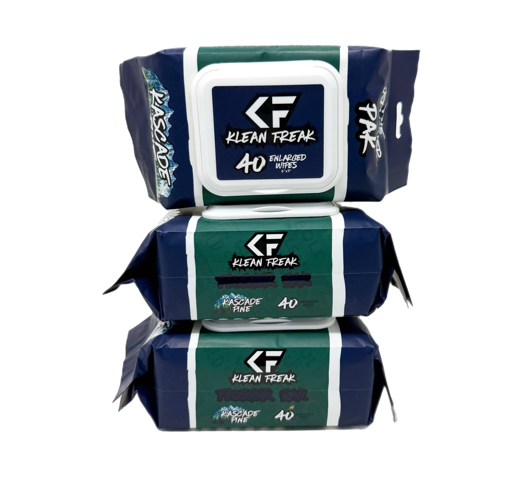 Klean Freak - Wholesale Face & Body Wipes - The Flusher 40 Pak - 3 Pak Box - Kascade Pine3