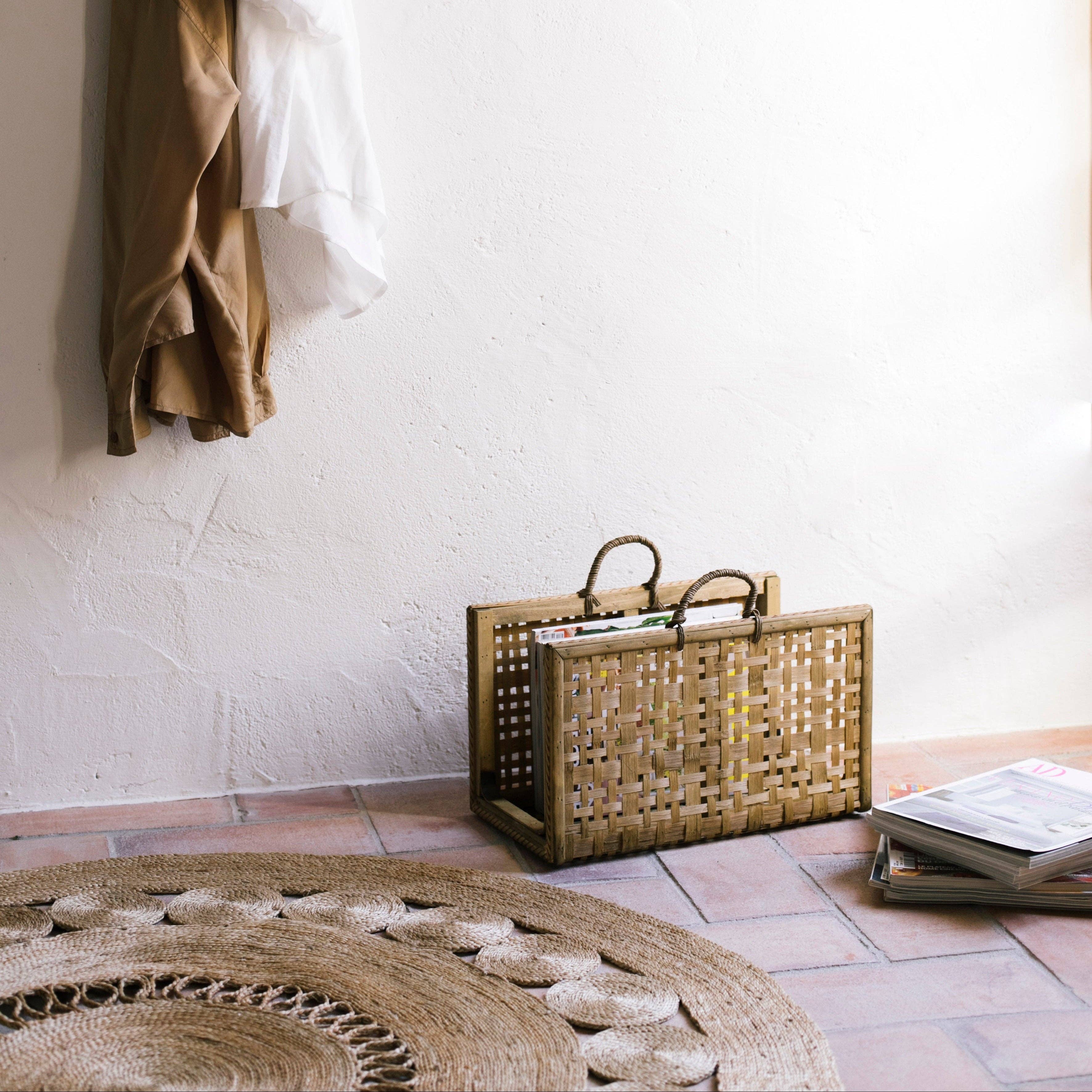 Andrea House - Wholesale Magazine Rack - Brown bamboo basket magazine rack0