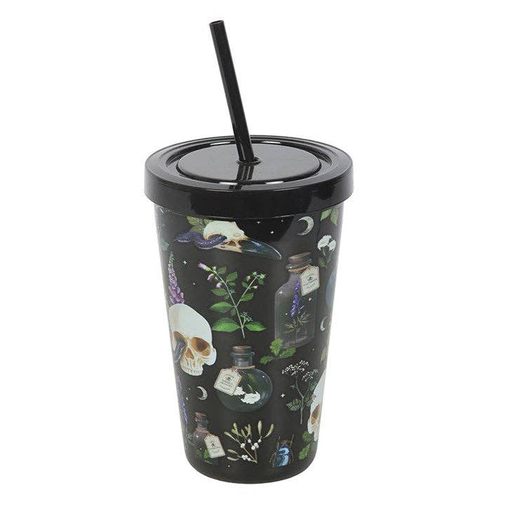 Something Different Wholesale – wholesale Insulated mug/tumbler – Venom & Vines Gothic Skull Print Tumbler with Straw2