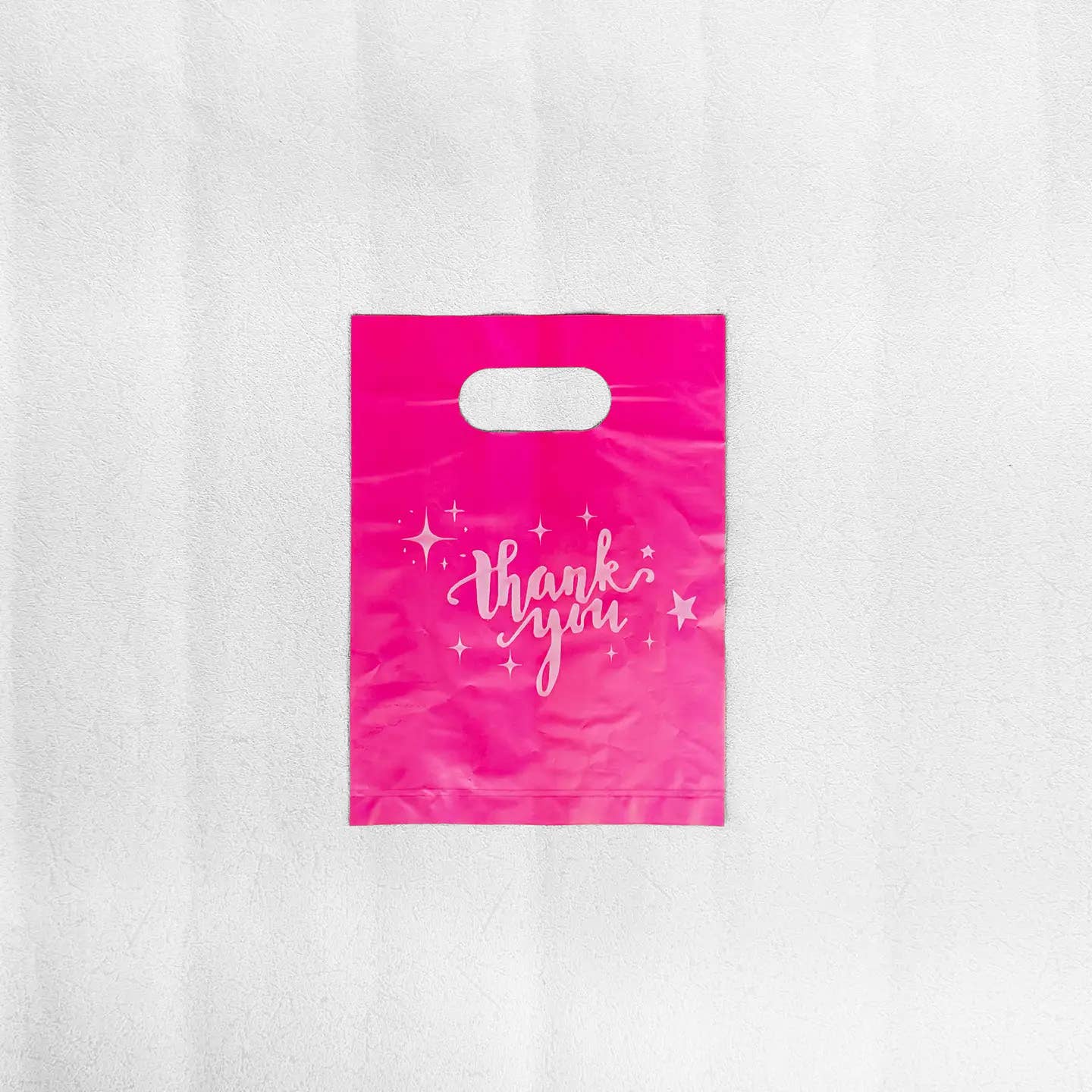 ByHome - Wholesale Gift Bag - 100pcs, Hot Pink Thank You Stars Cut-out handle PVC gift bag0