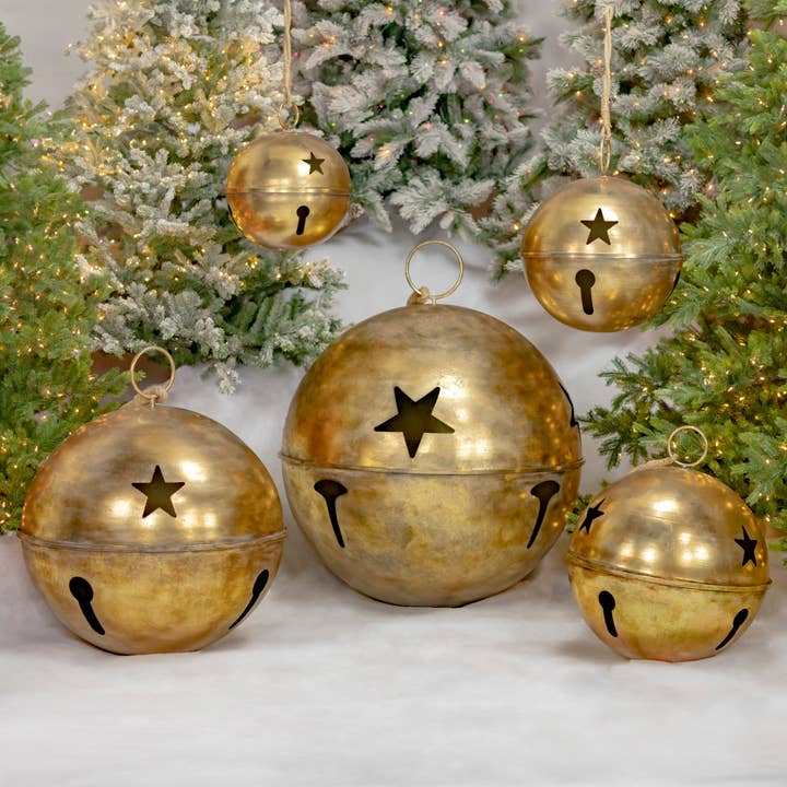 Zaer Ltd. International - Wholesale Christmas Decoration - Oversize Sleigh Bells with Star Cutouts - 5 Assorted