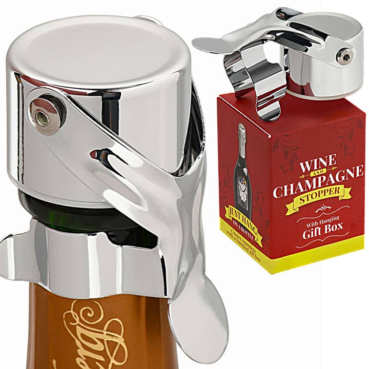 Evan James Designs - Wholesale Wine Stopper - Millefiori Glass Champagne & Wine Stopper (Chrome)