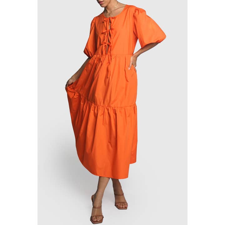 Sans Souci - Wholesale Jurk - Dames - POPLIN MAXIJURK MET STRIKSLUITING VOOR12