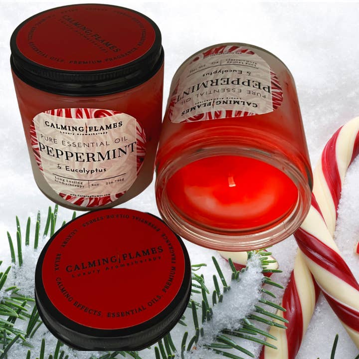 Refreshing Candle | Peppermint & Eucalyptus | Candy Cane | Aromatherapy Candle for wholesale by Calming Flames LLC