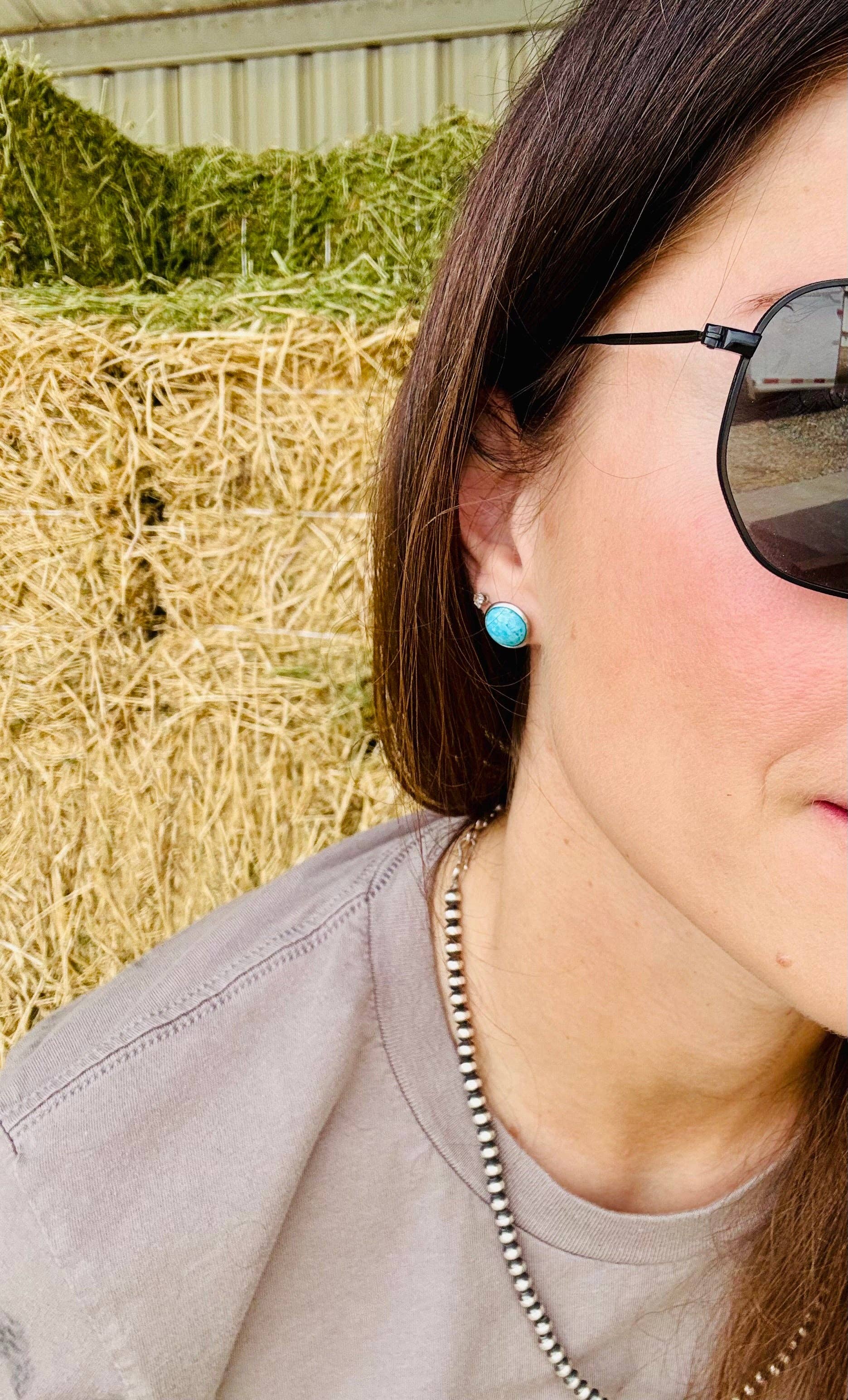 Wild Hancock Creations - Wholesale Stud/Post Earrings - Genuine Turquoise Stud Earring/Orange Spiny Oyster Earring1