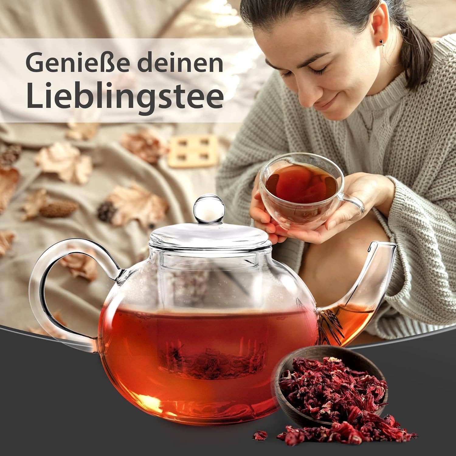 Biomatea - Vendita all'ingrosso Teiere - Teiera in vetro con filtro per tè & filtro in vetro 900ml6