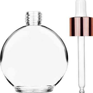 Best Bottles - Wholesale Essential Oil Holder - Round Clear Glass Bottle with White Dropper - 128ml3