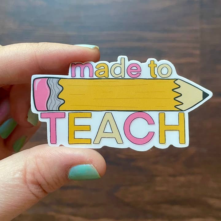 Autocollant imperméable Made to Teach Crayon | Cadeau pour enseignant pour la vente par The Creative Ink