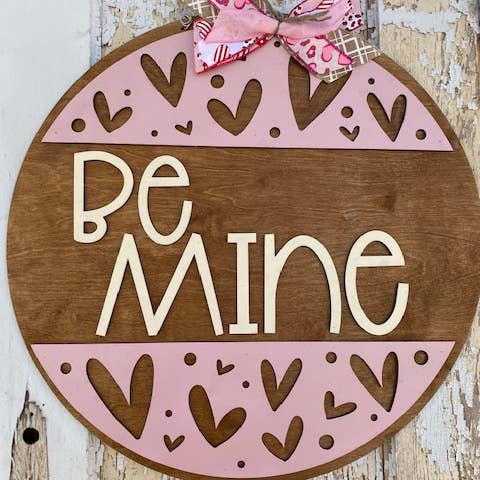 Be Mine Wood Door Hanger, Valentine Decor for wholesale by Vick Crafts