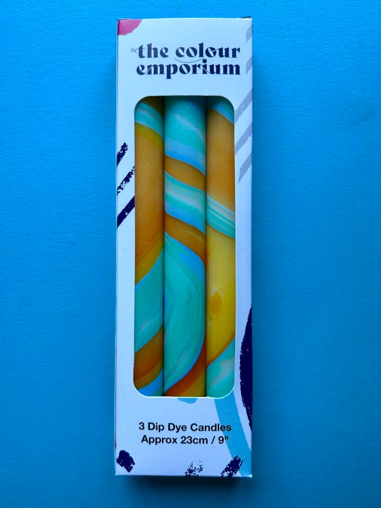 The Colour Emporium – wholesale Tapered candle/candlestick – JUPITER - Marbled Dinner Candle Trio2