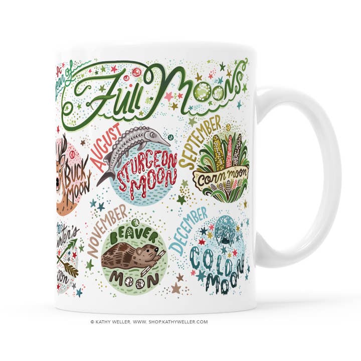 Monthly Moons Mug - A Year of the Full Moon for wholesale by Kathy Weller Art+Ideas