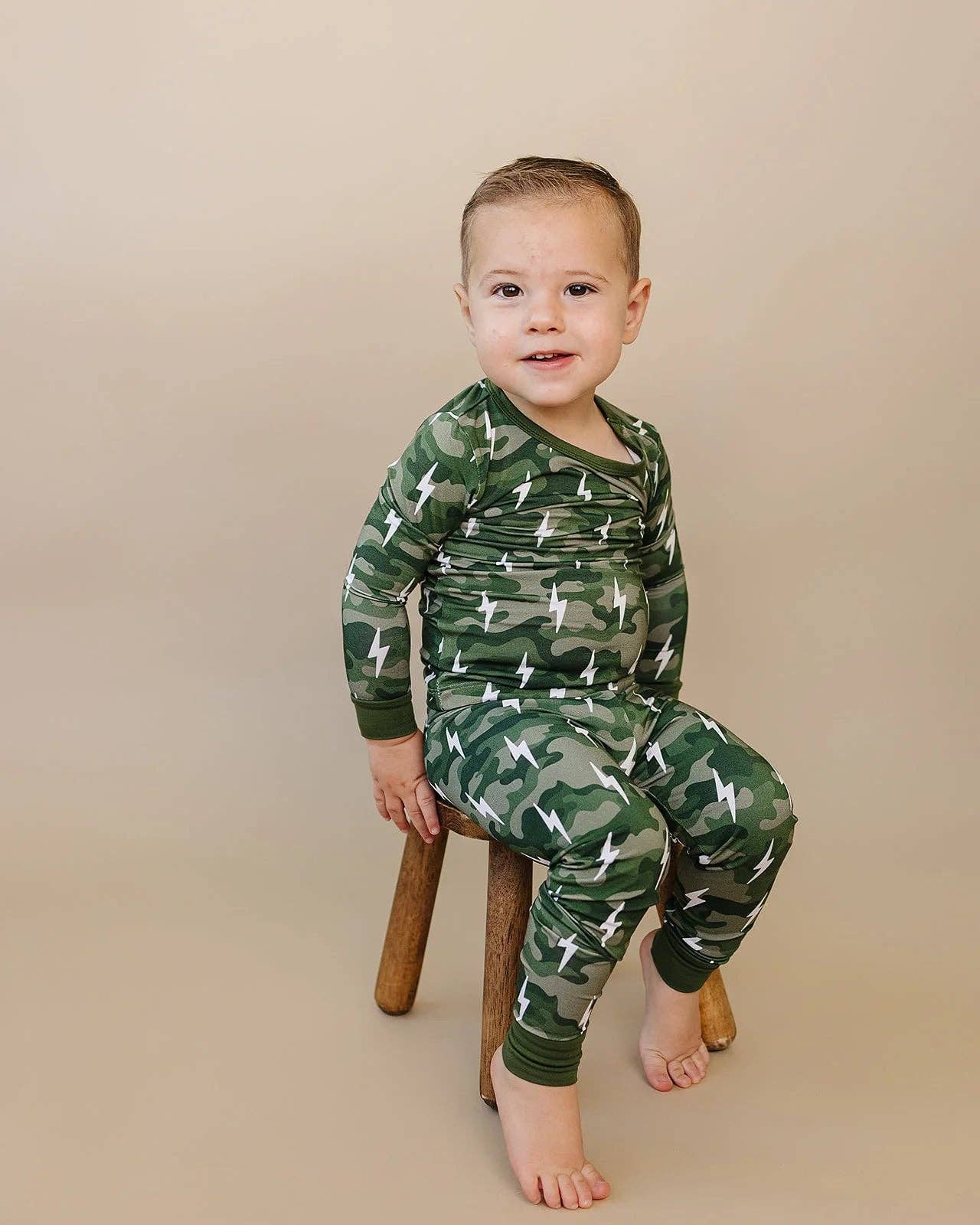 Lucky Panda Kids - Wholesale Sleepwear Set - Kids - Bamboo Two Piece Set | Green Camo Bolts13