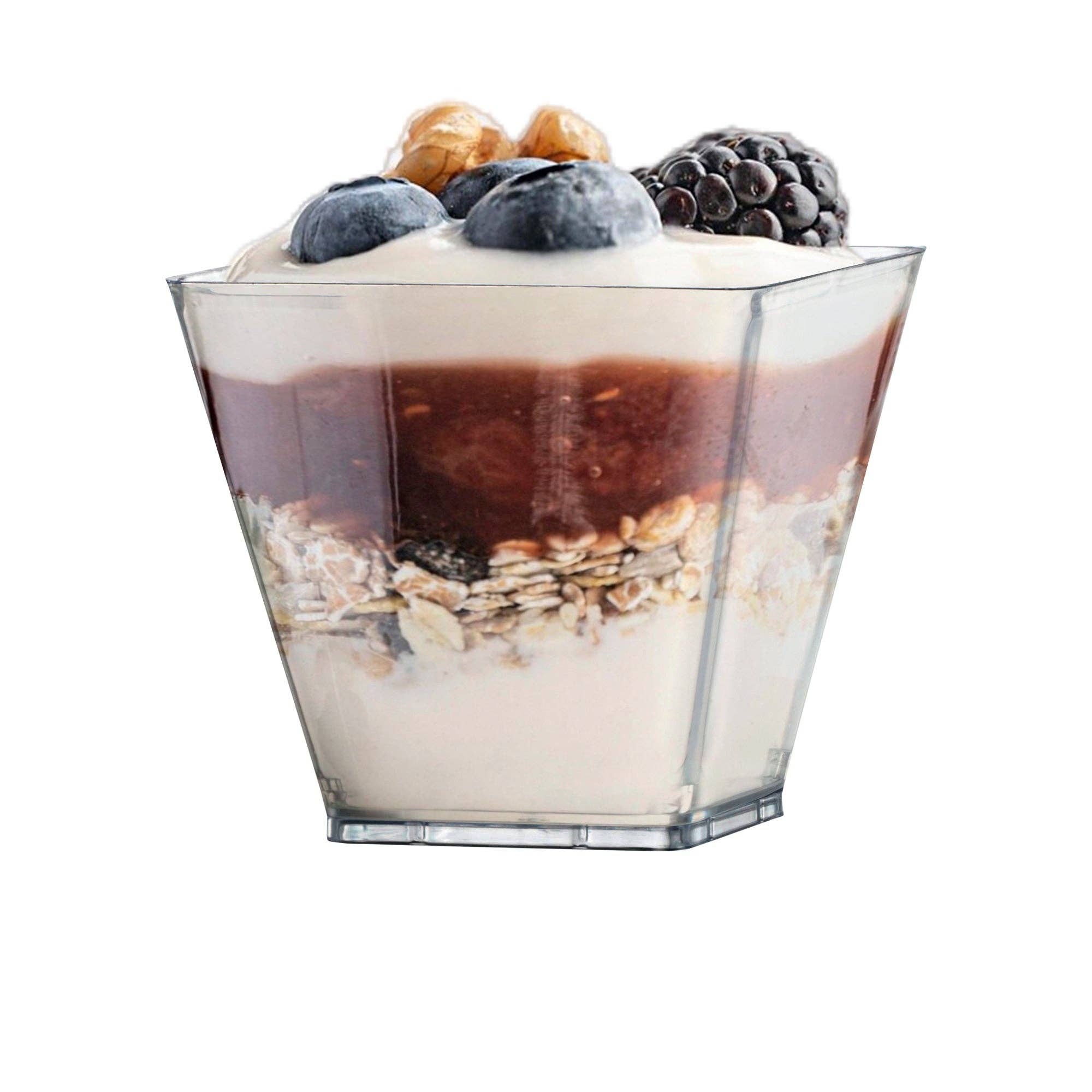 Smarty had a Party - Vente Gobelets jetables - 12 gobelets miniatures carrés en plastique transparent de 3,5 oz avec couvercles1