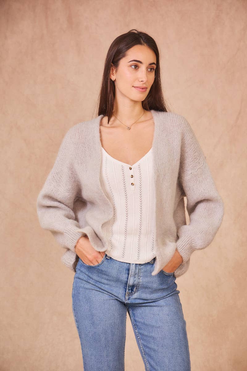 Calie Paris – Großhandel Strickpullover – Damen – Offene Mohair-Mischung Strickjacke14